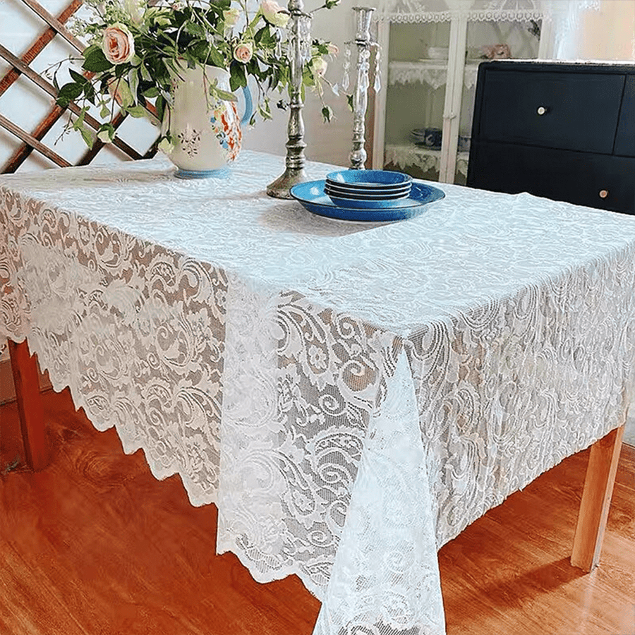 1pc Tassel Floral Lace Tablecloth Suitable For Home Table Decor