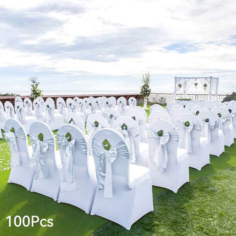100Pcs Stretch Spandex Folding Chair Covers, Universal Fitted Chair Cover, Removable Washable Protective Slipcovers, For Wedding, Holiday, Banquet, Party, Celebration, Dining White